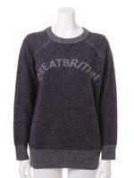 ロゴ入りニットプルオーバー/グレー