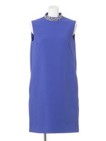 JUSGLITTY Luxe ビジュー取り外しサックワンピース/ロイヤルブルー