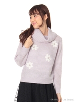 ぷっくり立体フラワーニット/シロ