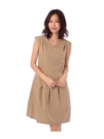 シャイニーサテンワンピース/ベージュ(052)