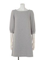 バックリボンプリーツワンピース/グレー