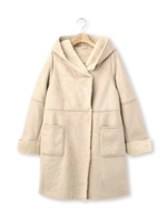フーデッドフェイクムートンコート/カーキ(027)