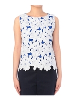 フラワーレース切り替えタンクトップ/ブルー(092)