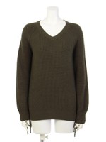 レースアップニットプルオーバー/Khaki