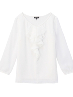 [L]ドレープフリルブラウス/ホワイト(001)