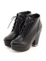 【REZOY】厚底ワンヒールレースアップショートブーツ/ブラック
