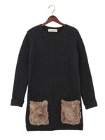 ★JC Wアゼ フェイクファーポケット　ワンピース/DK.GRAY