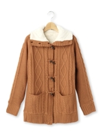 バルキーボアニットカーディガン/ダークオレンジ(068)