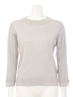 パール調ボトルネック袖チュールニット/ベージュ