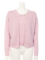 ビジュー調編み切替ツインニット/モクグレー