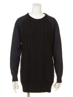 ブロッキングニットチュニック/ホワイト/オリーブ