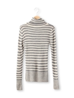 ボーダー切り替えタートルニット/ブラック(319)