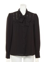 ボウタイブラウス/黒