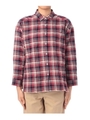 しわ加工チェック柄シャツ/レッド系(263)