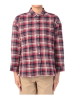 しわ加工チェック柄シャツ/レッド系(263)