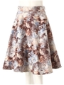 ぼかしフラワーフレアミディスカート/ベージュ