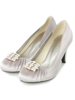 サテンギャザーパンプス/グレー系(013)