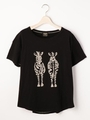 シマウマ刺繍TEE(D)/オフシロ
