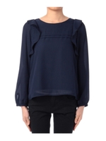 ショルダーフリルシフォンブラウス/オフホワイト(003)