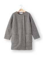 ノーカラーボンディングコート/ネイビー(093)