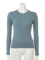 長袖編み上げプルオーバー/ライトブルー