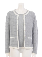 配色チェック地ニットアンサンブル/ブラック