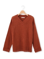 Vネックネップニット/ライトベージュ(051)