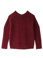 [L]モール編み地切り替えニット/ボルドー(064)