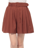 【12/10放送ヒルナンデス！紹介商品】・ベルト付きタックキュロットパンツ/Terracotta