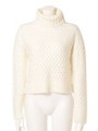 ケーブル編みタートルネックニット/WHITE