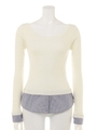 シャツコンビニットTOP/WHT