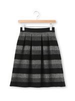 マルチボーダーミディ丈スカート/オレンジ系(365)