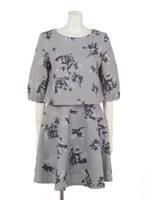 モノトーンプリント起毛ストレッチアンサンブル/ミディアムグレー