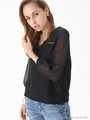 ラッセルレースストライプシフォンTOPS/OWHT