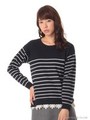 裾レースタンクＳＥＴボーダーニットプルオーバー/Navy