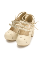 【LIZ LISA】トリプルリボンストラップパンプス/キャメル