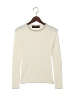 ★JOC RIB 装飾付きクルーネック　プルオーバー/OFF-WHITE