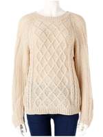 ケーブルニットチュニック/ベージュ