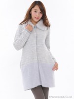 ツィード切替ニットコート/ベージュ