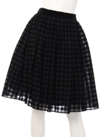 フロッキーチェックスカート/ミディアムグレー