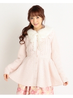 【LIZ LISA】ファー襟ペプラムカーディガン/ホワイト