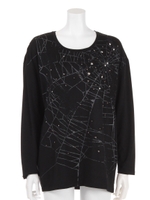 クモの巣プリントスタッズロンT/カーキ