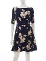 シャドーフラワープリントワンピース/ネイビー