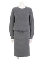 ドロップショルダーニットワンピース/ネイビー