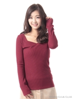 ハートネックリブ長袖Tシャツ/ハイショク