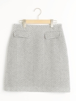 ヘリンボンシャギー台形スカート/グレー柄