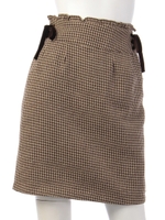 レースアップ千鳥タイトスカート/ベージュ