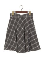L55ウエストリボンチェックフレア/SK/オフホワイト/クロ
