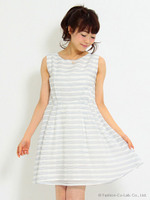 シースルーボーダーワンピース【Summer】/ベージュ
