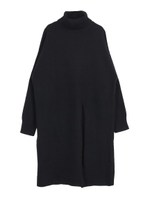 タートルスリットロングワンピース/ブラック